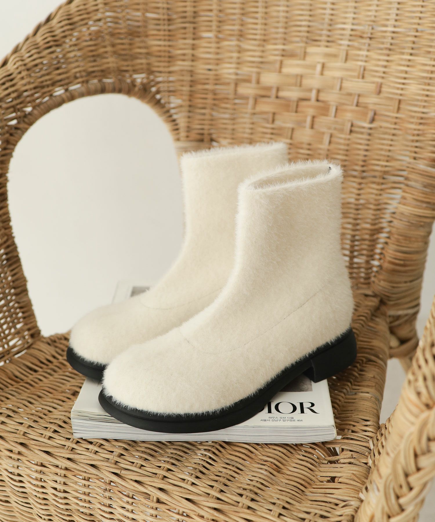 あったかシャギーソックスショートブーツ