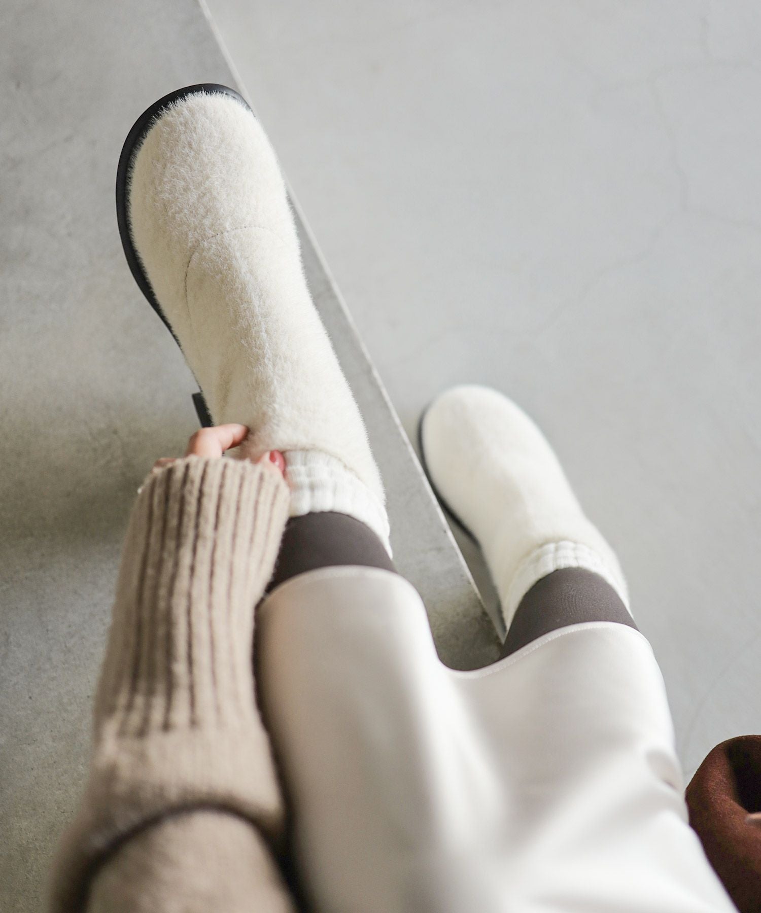 あったかシャギーソックスショートブーツ