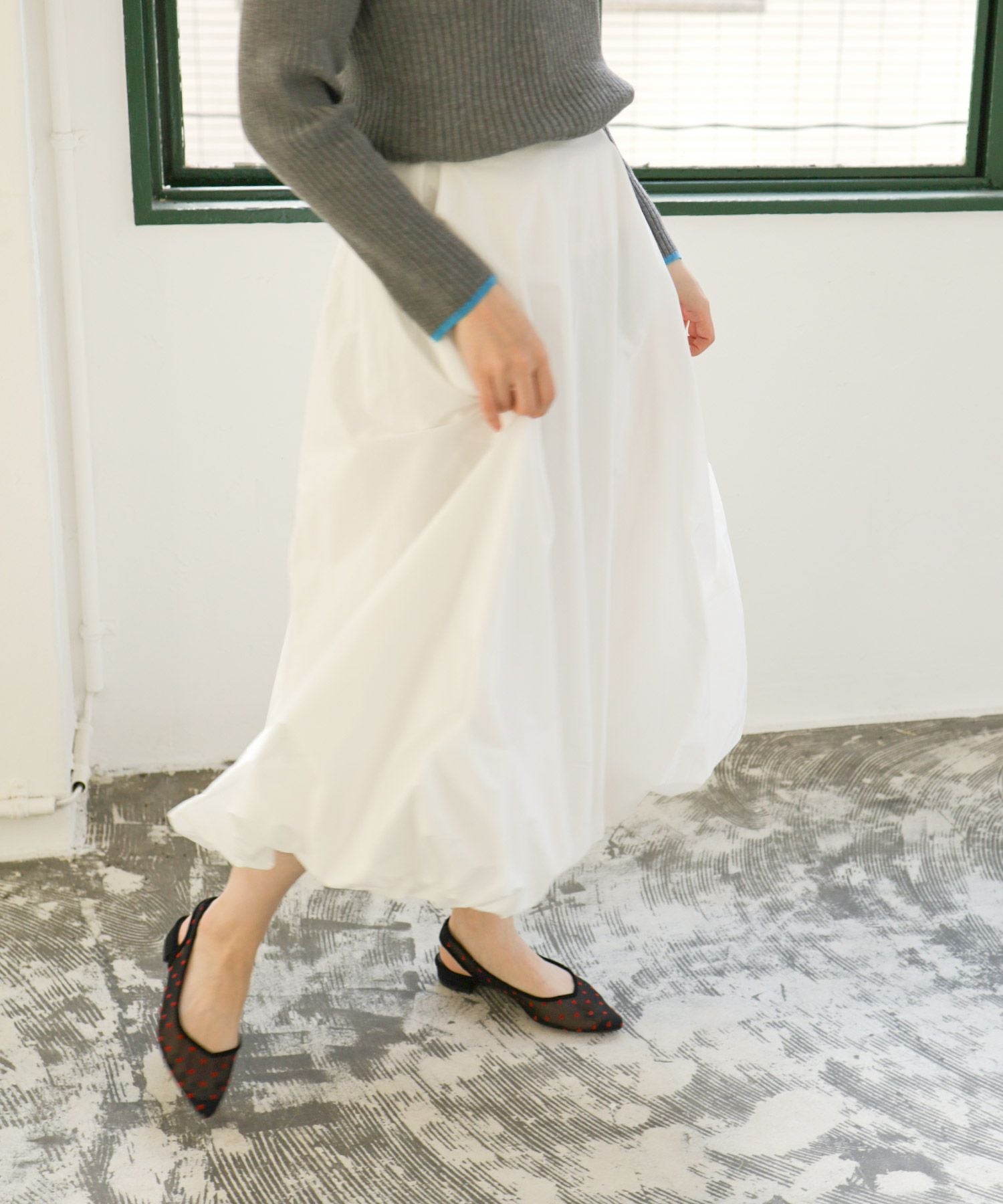 ハート柄チュールスリングバックパンプス▲返品不可