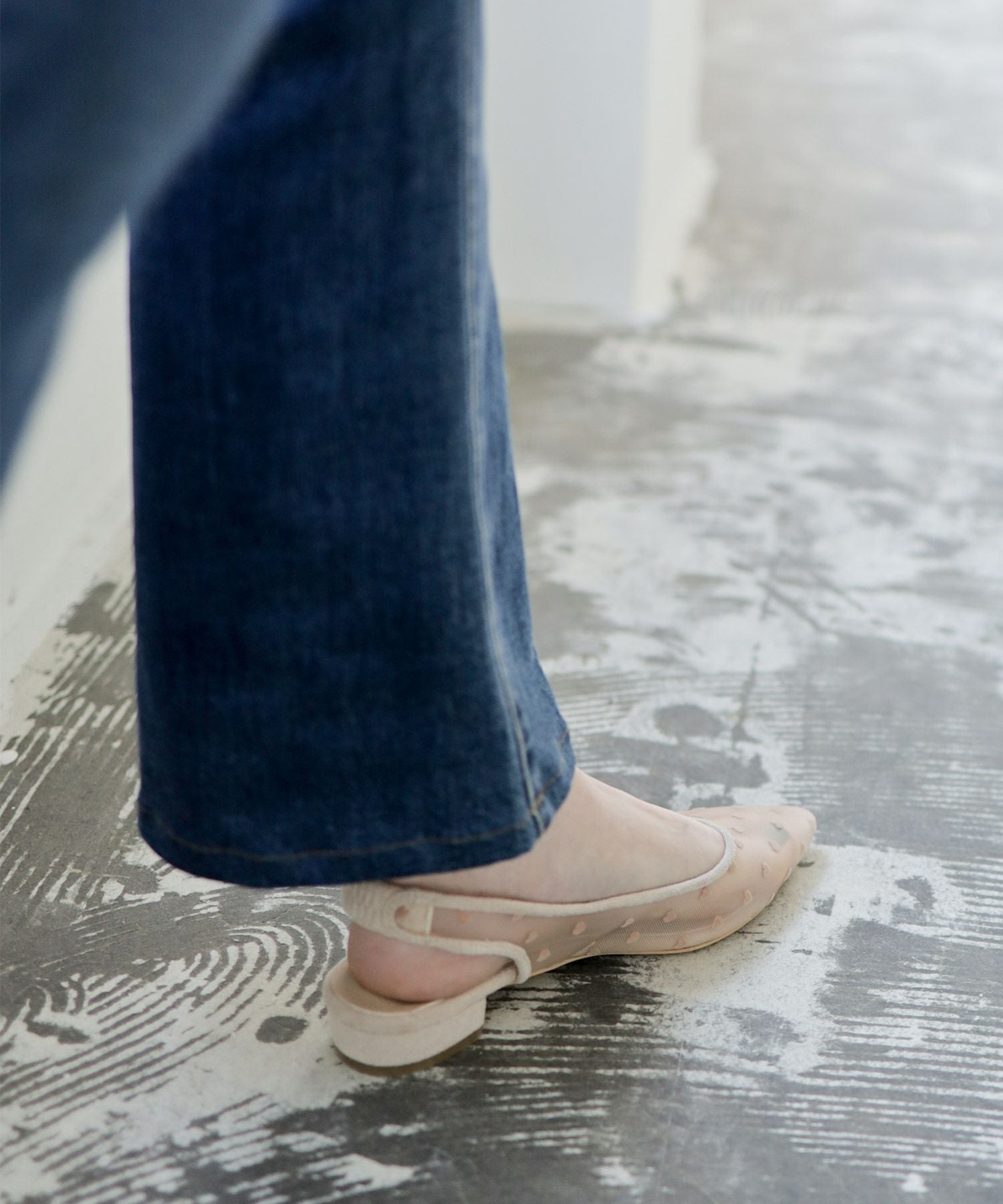 ハート柄チュールスリングバックパンプス▲返品不可