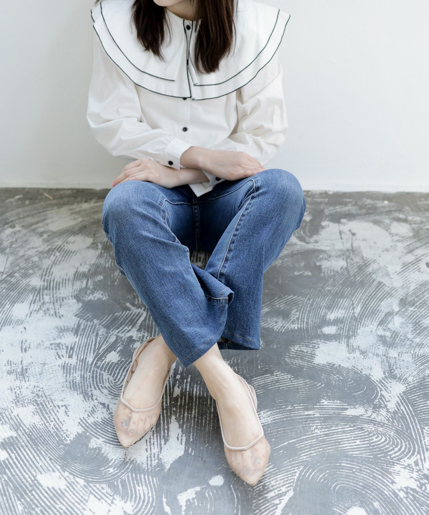 ハート柄チュールスリングバックパンプス▲返品不可