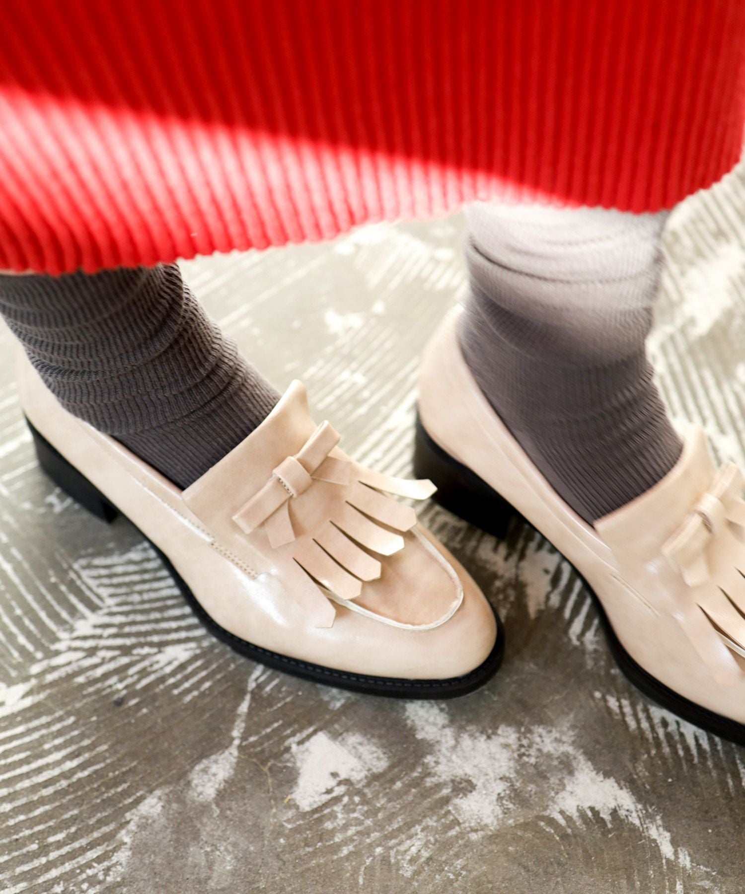 キルティタンリボンローファー