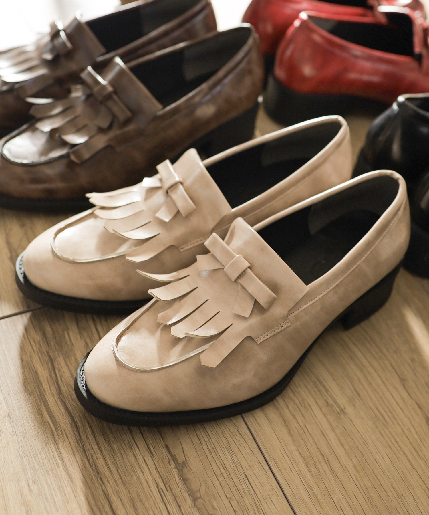 キルティタンリボンローファー