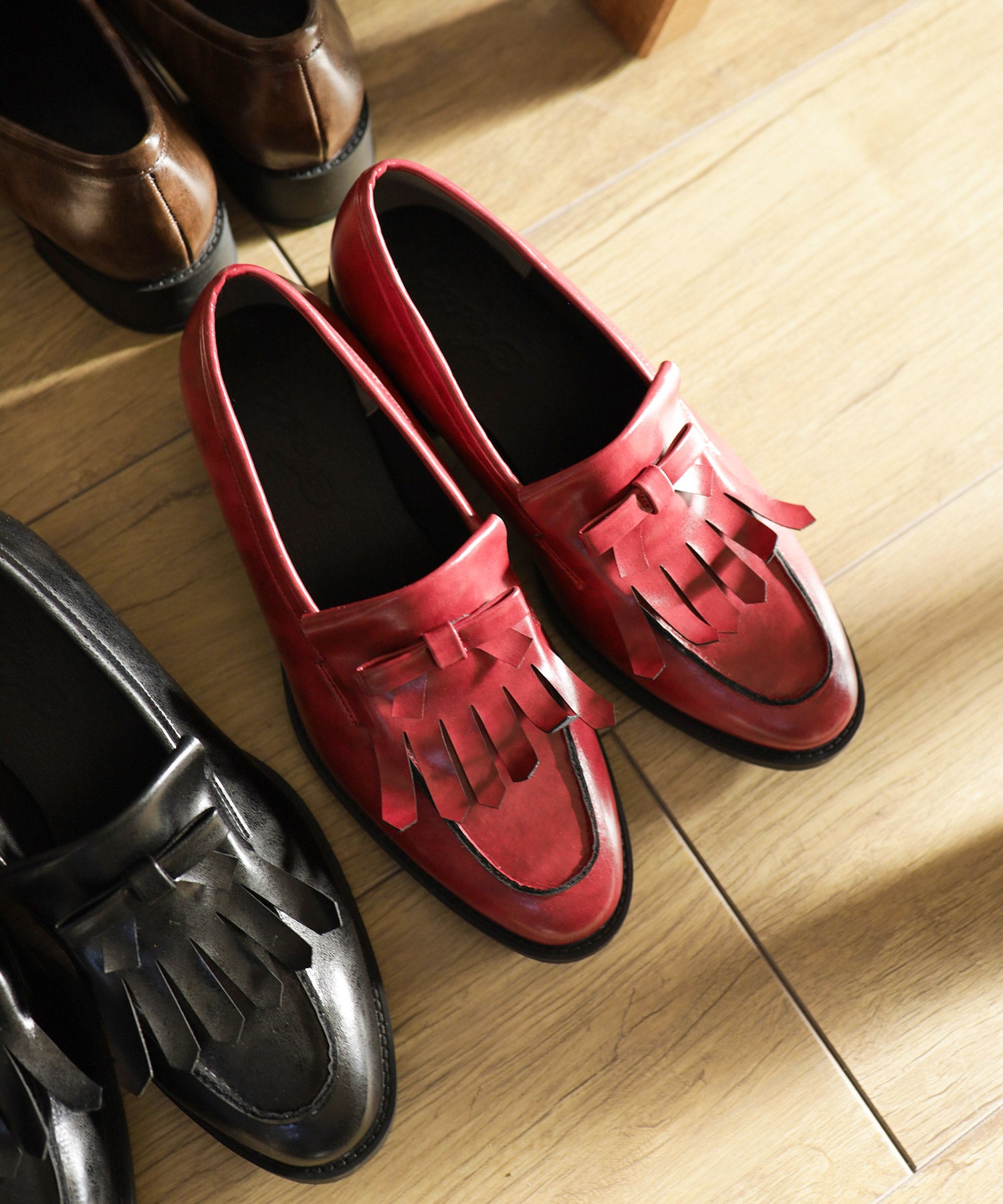 キルティタンリボンローファー