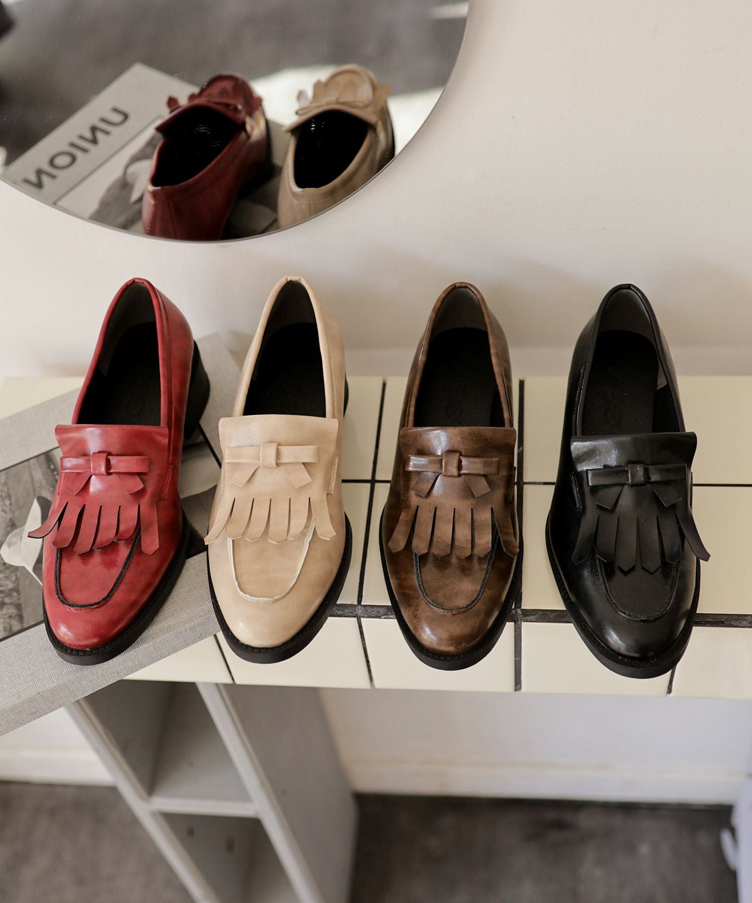 キルティタンリボンローファー