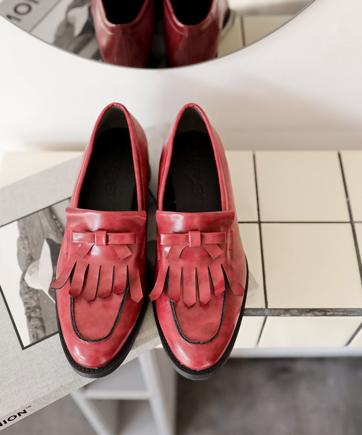 キルティタンリボンローファー