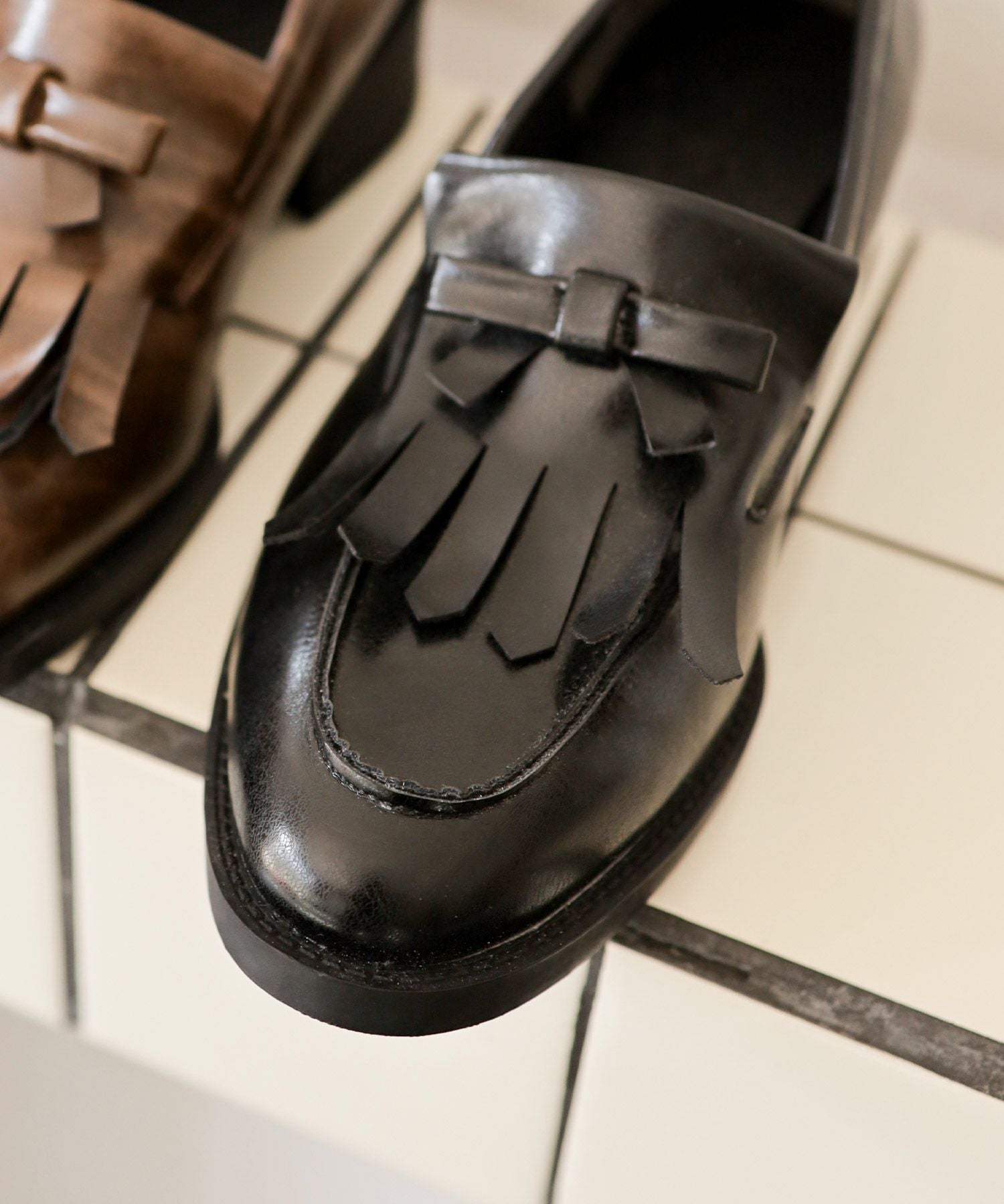 キルティタンリボンローファー