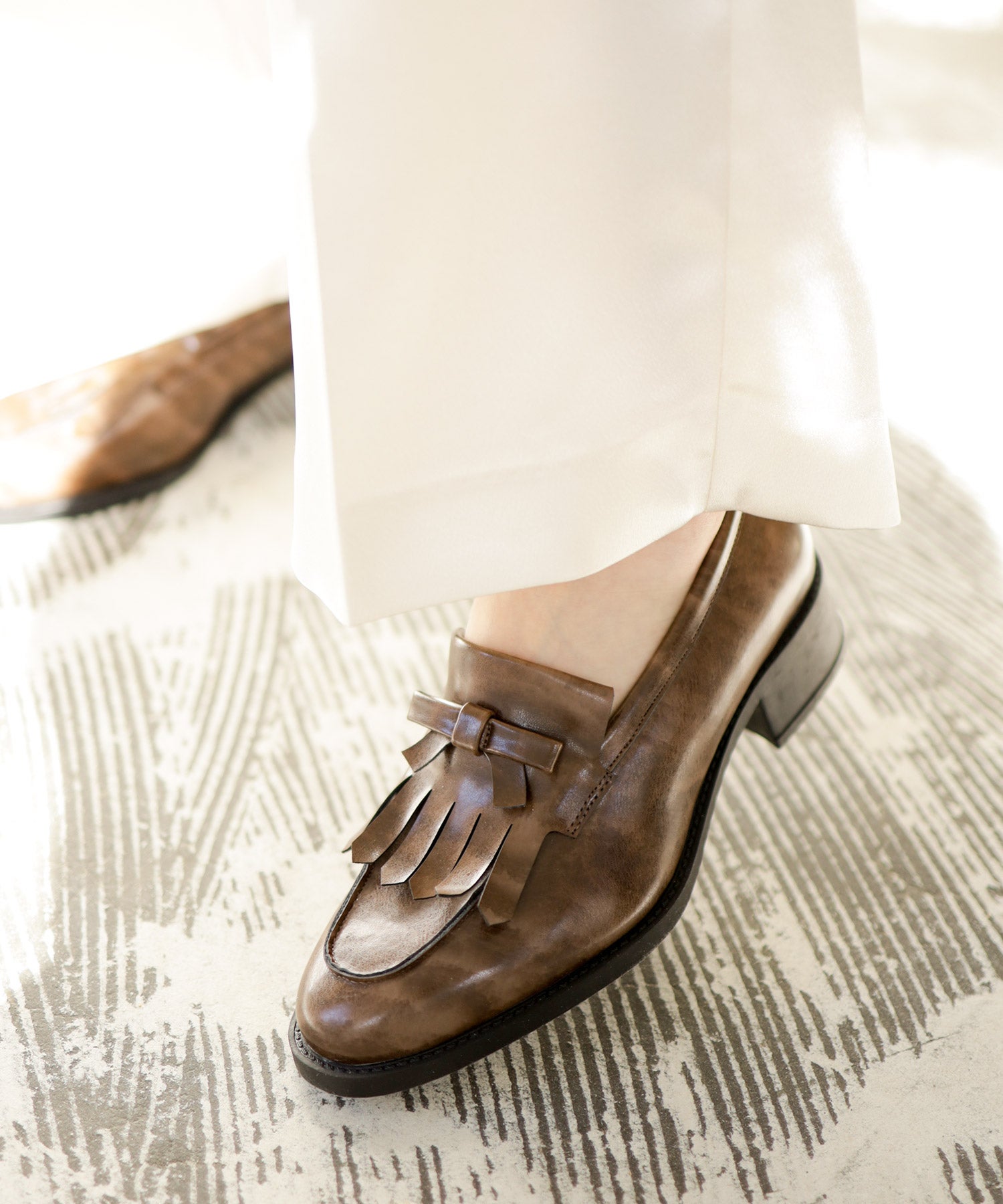 キルティタンリボンローファー