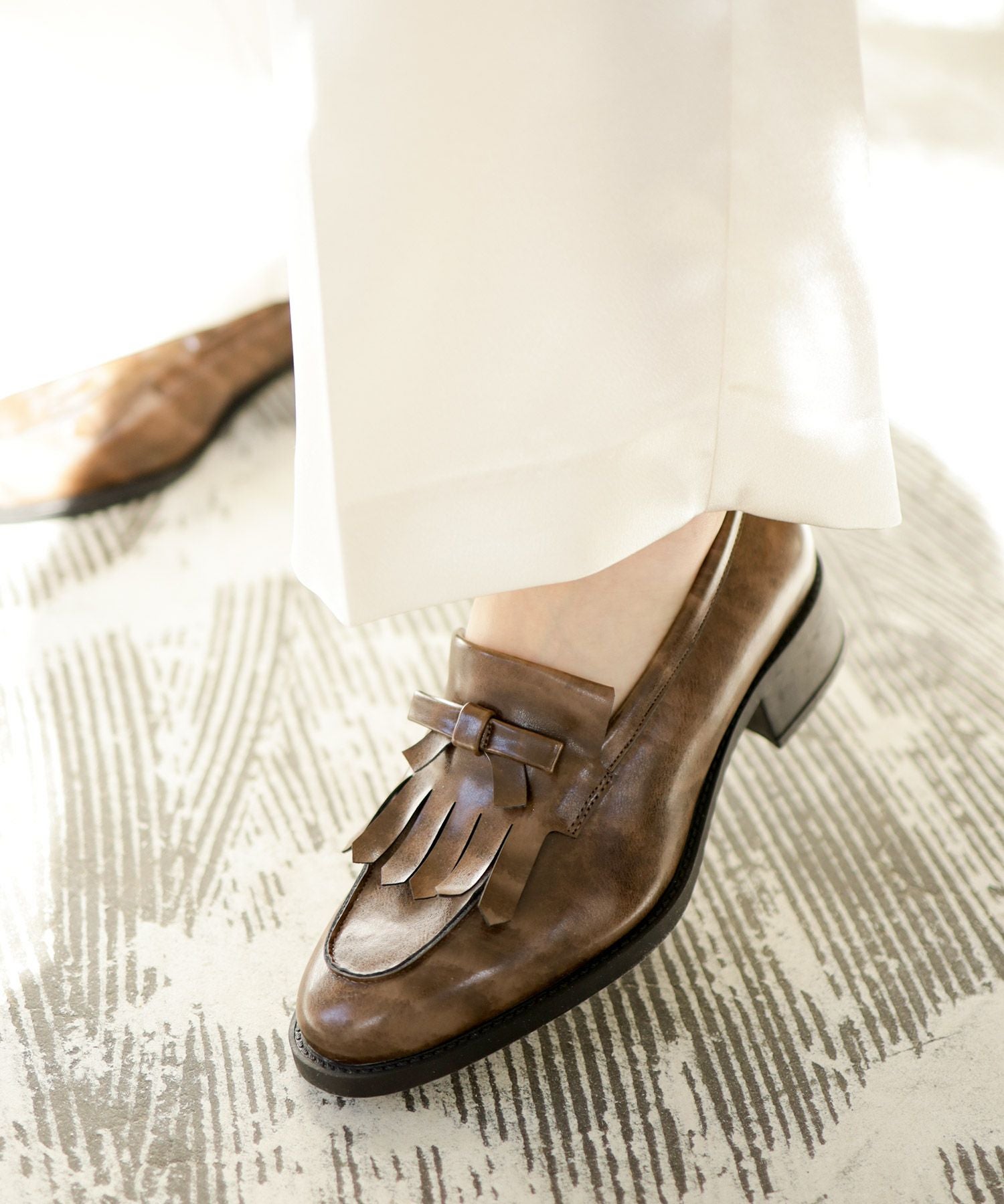 キルティタンリボンローファー