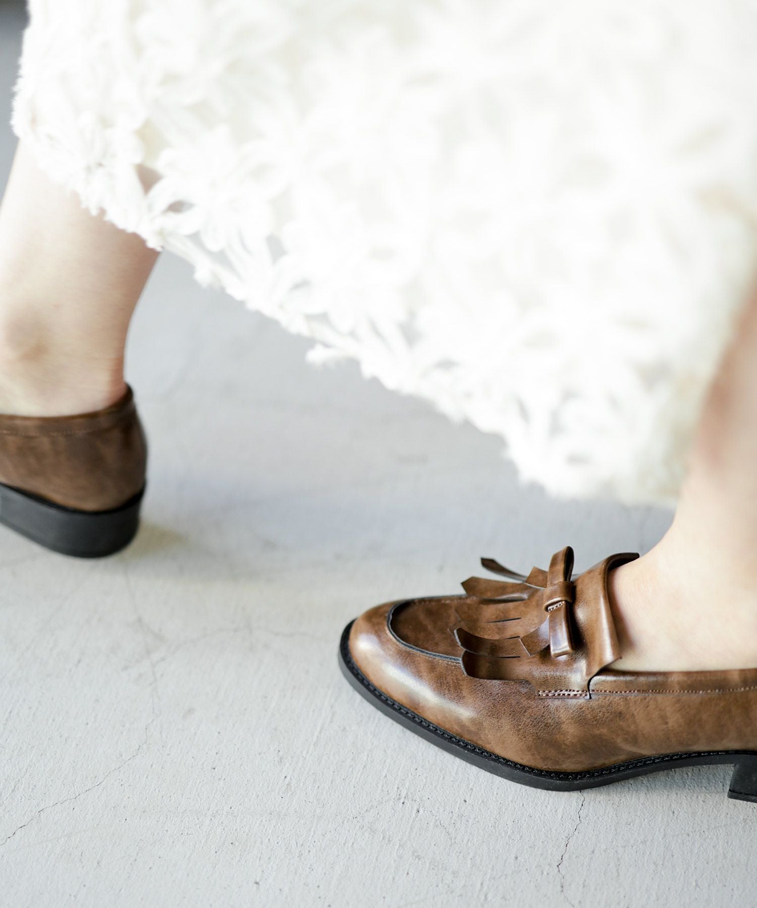 キルティタンリボンローファー