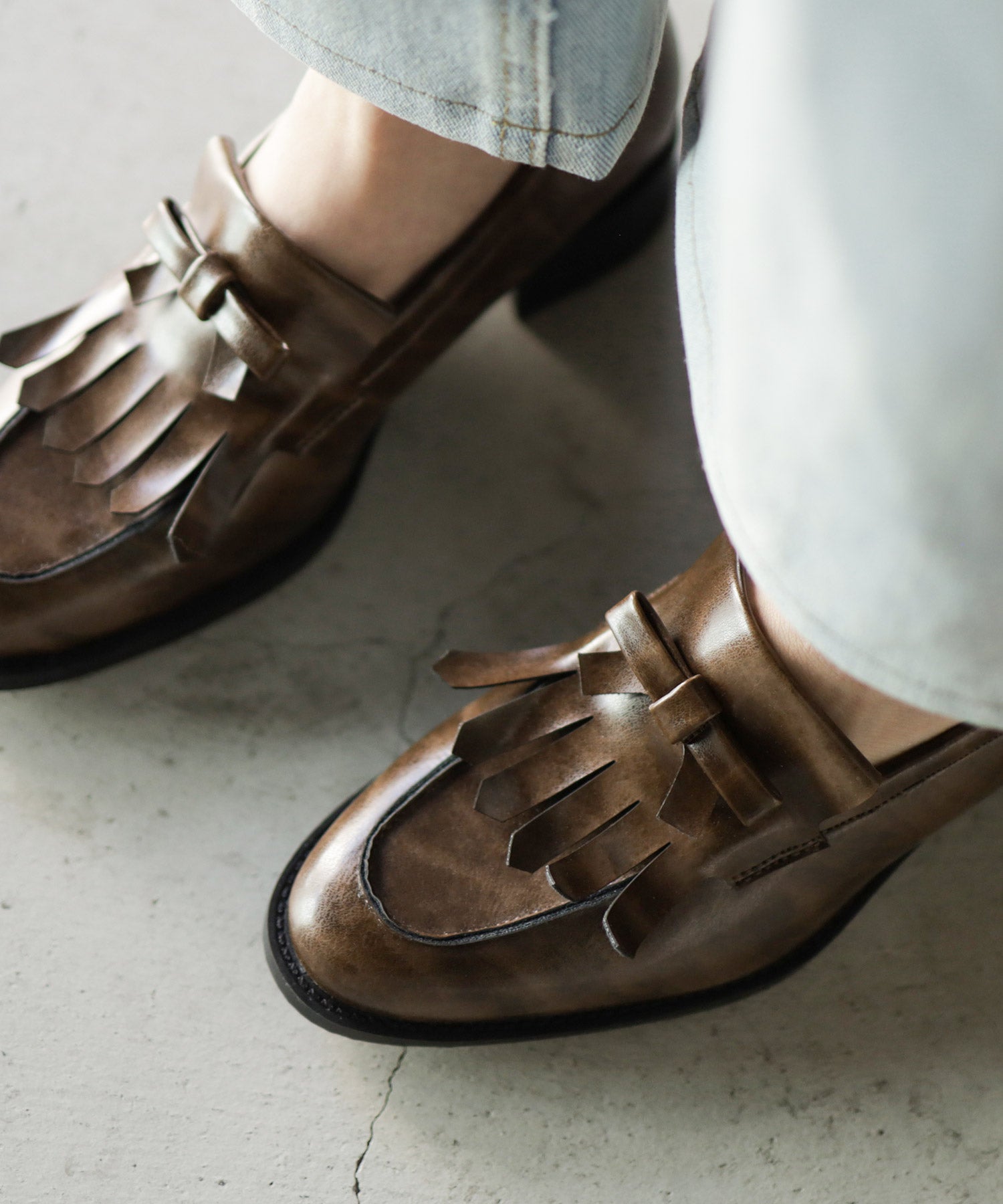 キルティタンリボンローファー