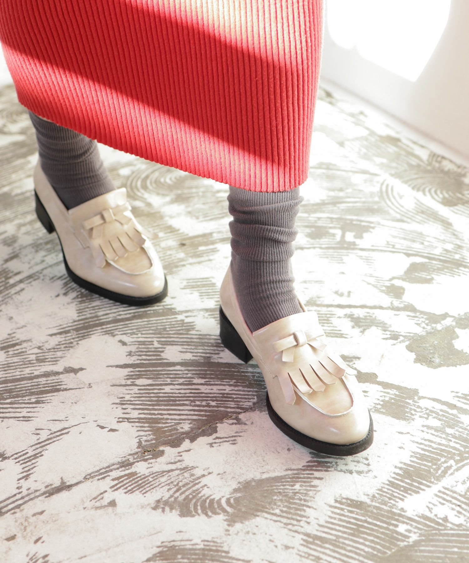 キルティタンリボンローファー