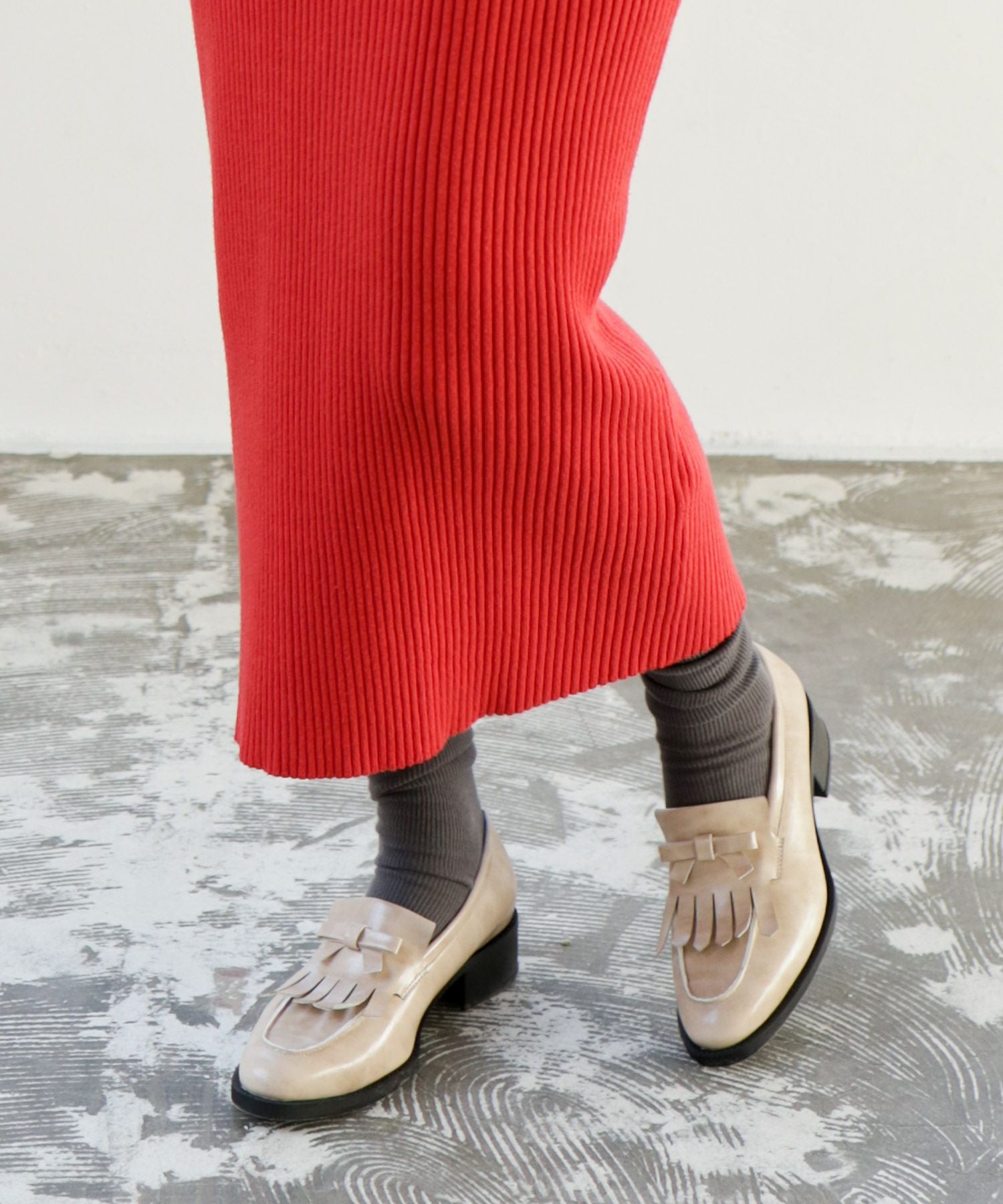 キルティタンリボンローファー