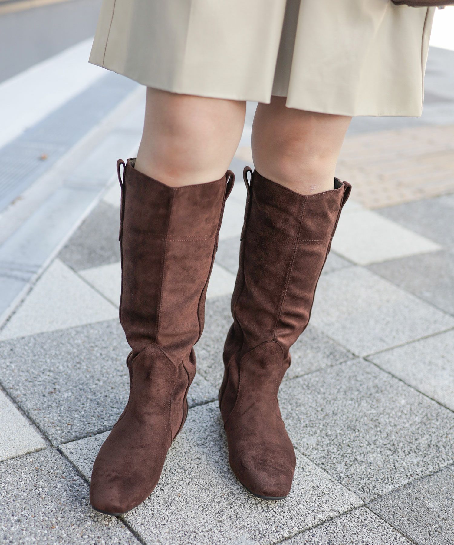 定3.9万 アンタイトル*上品スエード ロング丈ブーツ24.5/Q29-4 定3.9万 アンタイトル*上品スエード ロング丈ブーツ24.5/Q29-4