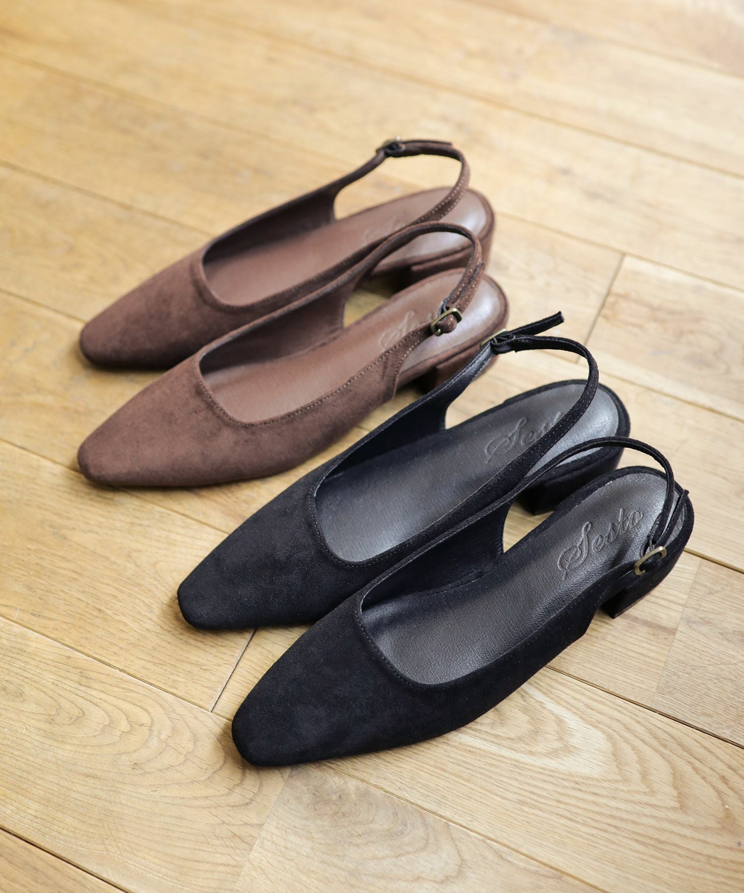 スリムスクエアトゥバックストラップパンプス | SESTO(セスト